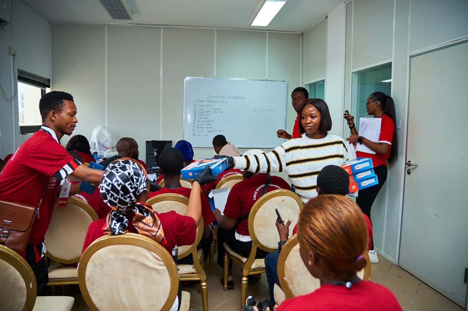 Skilled workers in an African processing plant
