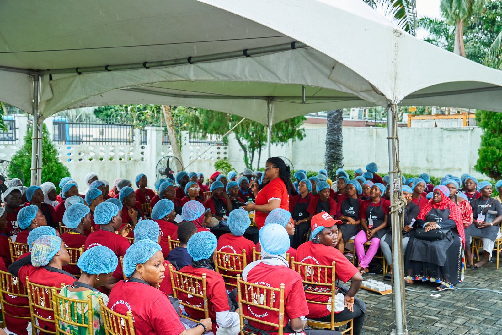 Skilled workers in an African processing plant